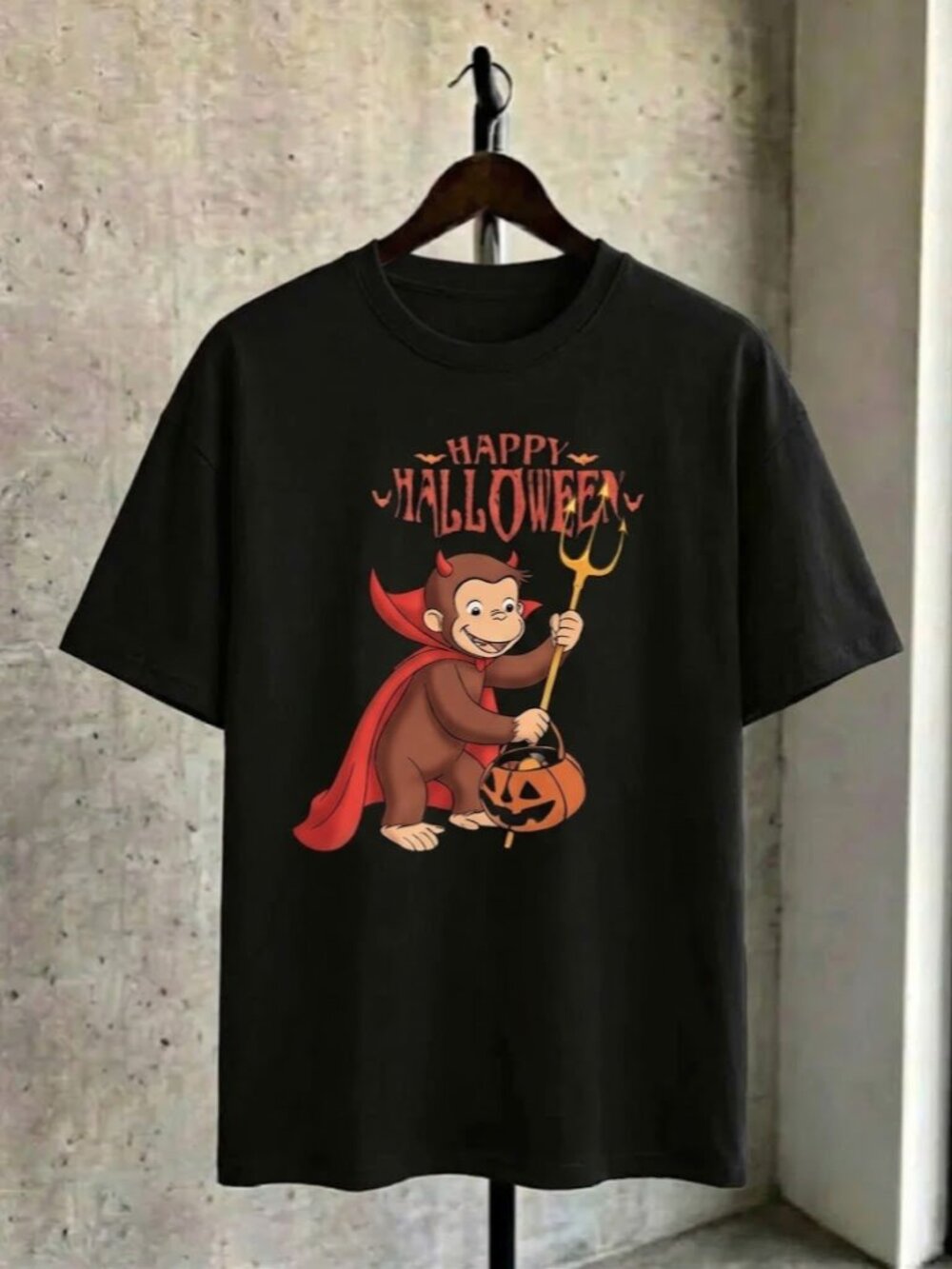 Happy Halloween Curious Graphic T-Shirt, Cute Spooky Pumpkin Unisex Tee